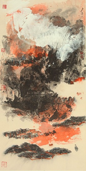 Hou Beiren, Sunset Glow all over the Ground
2016, Ink and Color on Paper